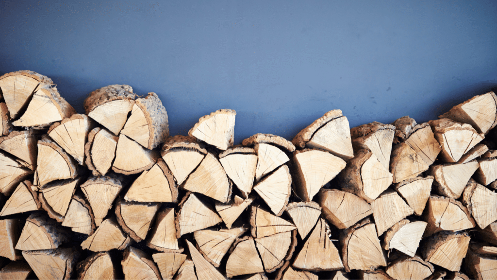 Firewood stacked neatly in storage